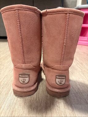 BearPaw Suede Shearling Boots in Dusty Pink